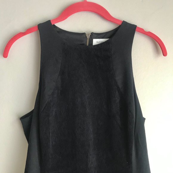 Sugar + Lips / Black Velvet Ribbed Bodycon Dress - Picture 2 of 10